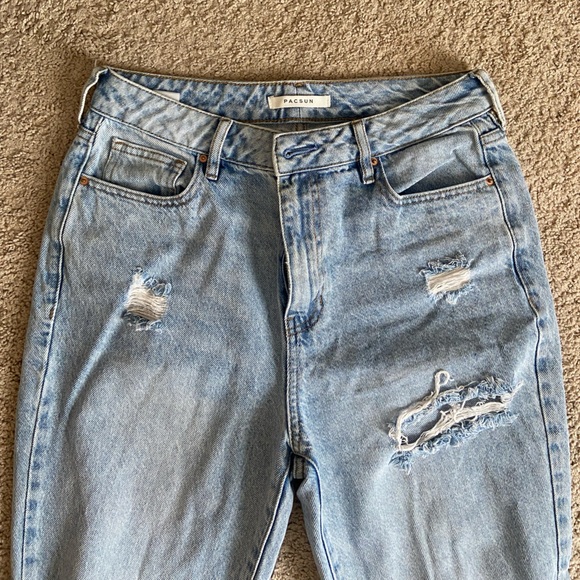 PACSUN LIGHT BLUE DISTRESSED MOM JEANS - Picture 3 of 10